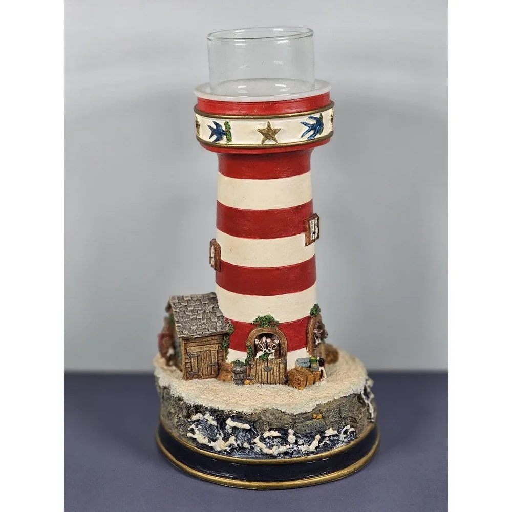 Danbury Mint Lighthouse Candle Holder Holiday Decor w COA